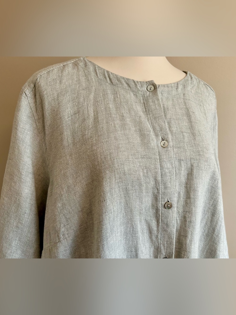 Eileen Fisher Woman Sparkle Linen Tunic Dress - Picture 7 of 11
